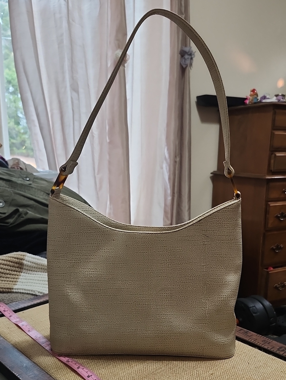Neutral Beige Textured Shoulder Bag